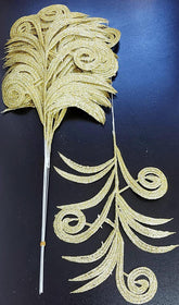 Frunze decorative aurii cu sclipici - 12 buc/set